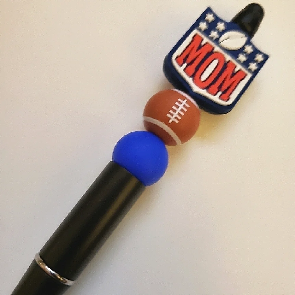Handmade NFL Mom Football Beaded Silicone Focal Bead Pen